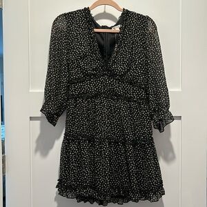 Francesca’s black ruffle mini dress w quarter sleeve